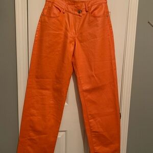 PrettyLittleThing Orange Flare Wide Leg Jeans